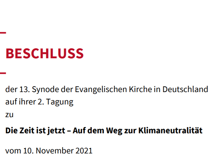 Read more about the article Die Ev. Kirche von Deutschland will bis 2035 klimaneutral  werden und Nachhaltigkeit und Gerechtigkeit fördern
