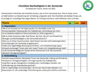 Read more about the article Checkliste Nachhaltigkeit in der Gemeinde