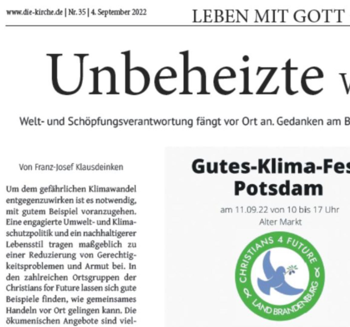 Read more about the article Unbeheizte Winterkirche – Welt- und Schöpfungsverantwortung fängt vor Ort an