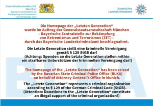 Read more about the article Vorverurteilung der „Letzten Generation“ durch bayerische Behörden