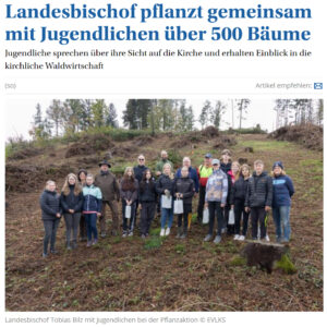 Read more about the article Landesbischof pflanzt gemeinsam mit Jugendlichen über 500 Bäume