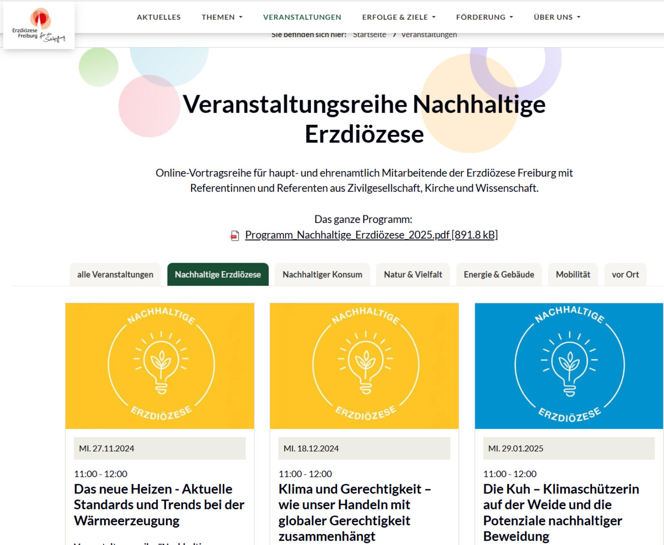 Veranstaltungsreihe: Nachhaltige Erzdiözese