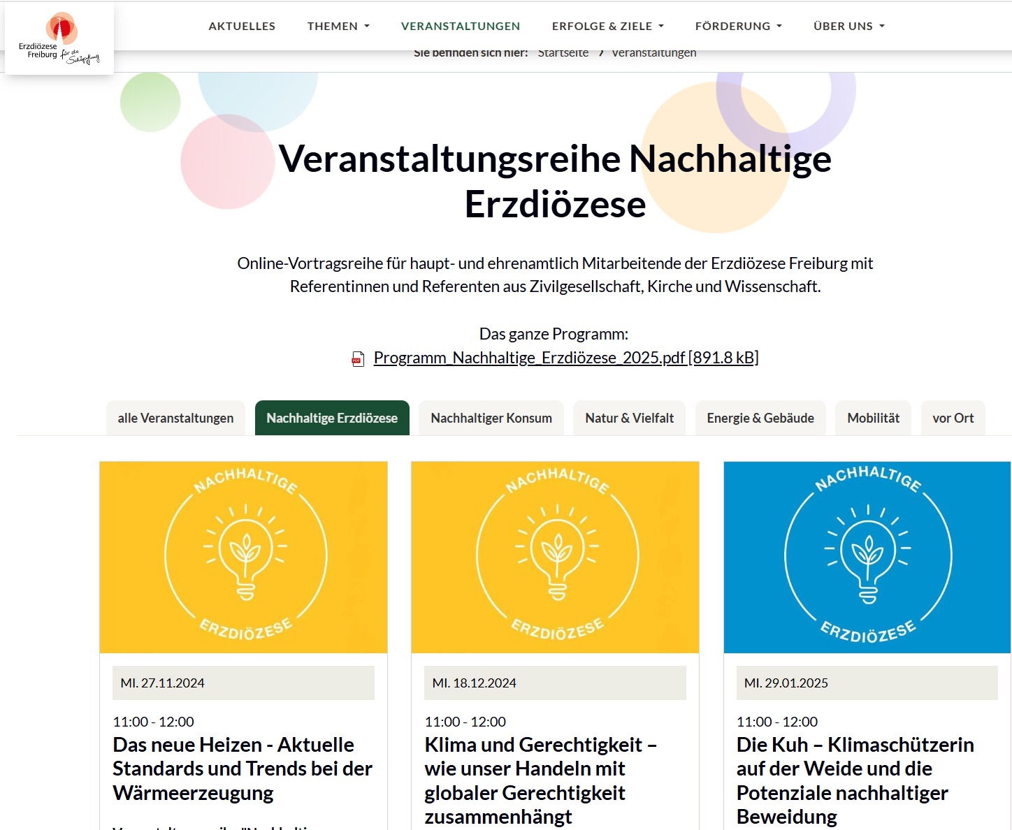 Mehr über den Artikel erfahren Veranstaltungsreihe: Nachhaltige Erzdiözese