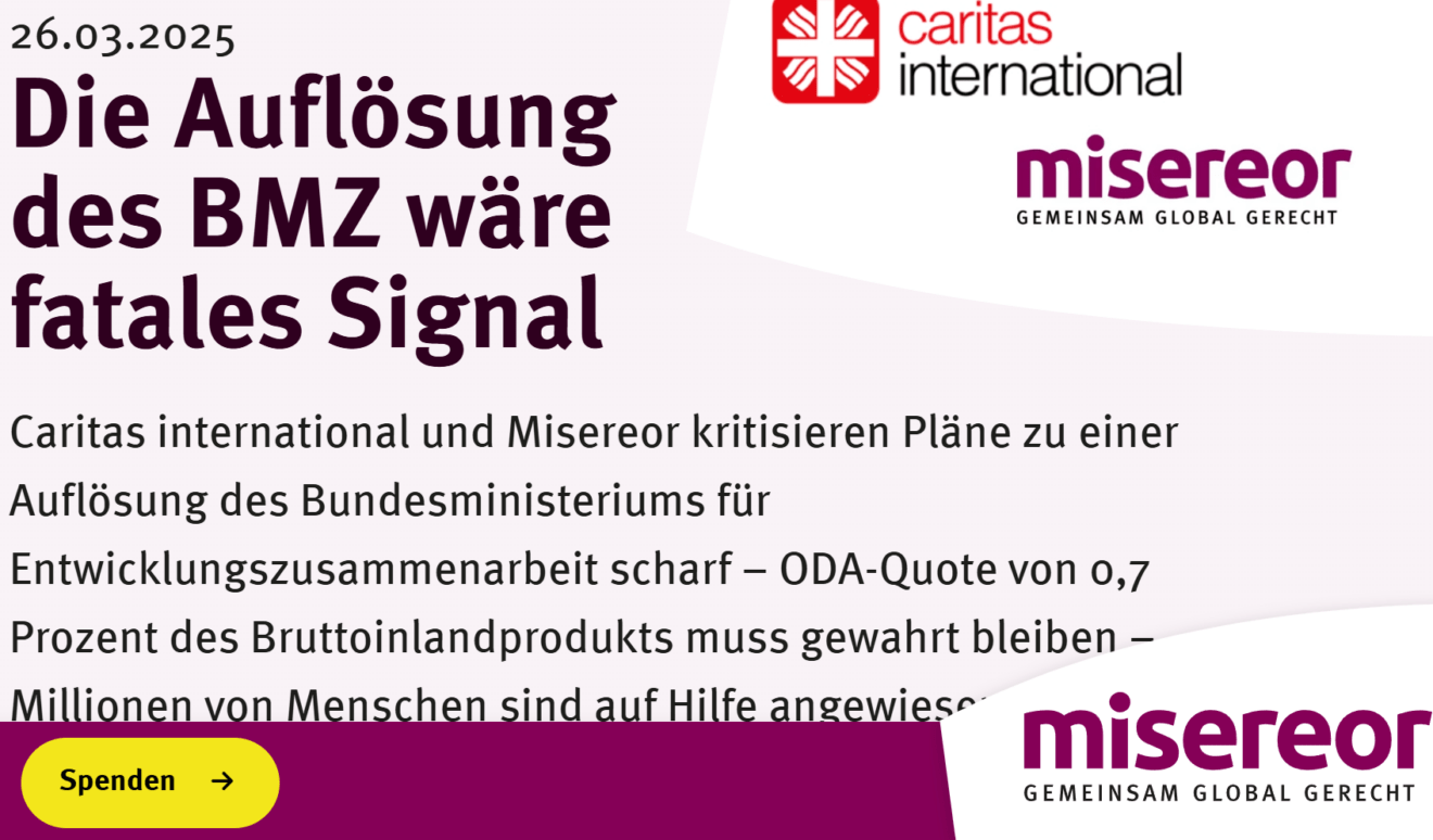 Die Auflösung des BMZ wäre fatales Signal