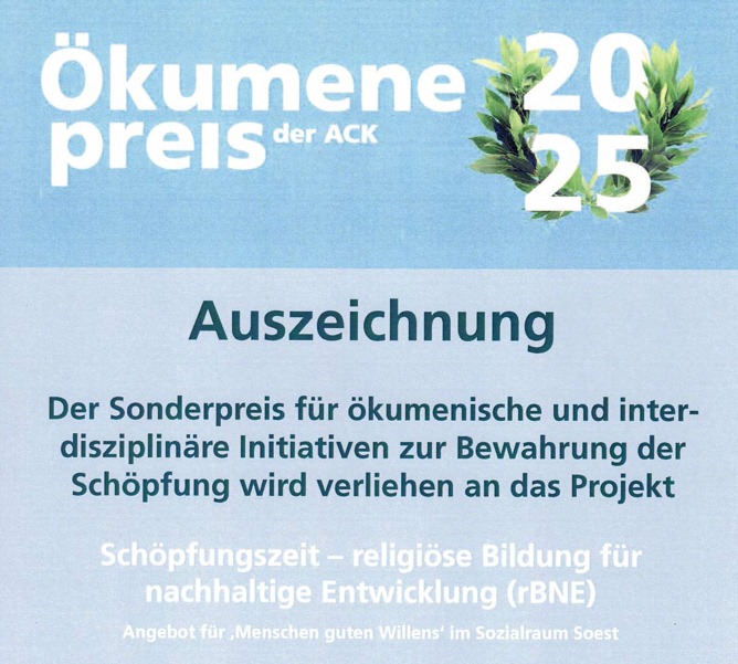 Mehr über den Artikel erfahren Sonderpreis der ACK für Schöpfungszeit überreicht